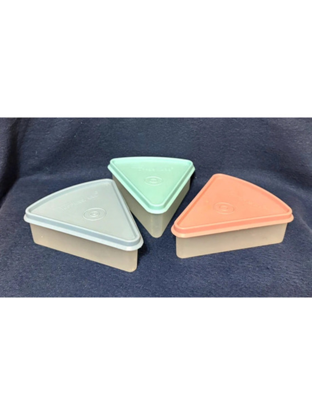 Set of 3 Vintage Tupperware Pie Slice Keeper Triangle Wedge Containers